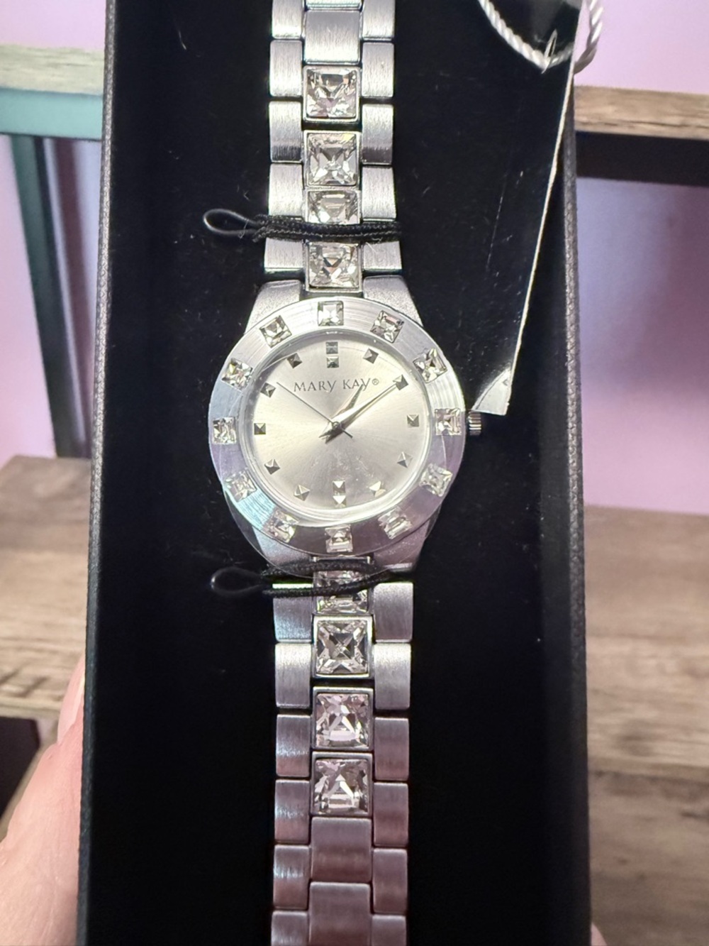 Mary Kay Silver Tone Crystal Accent Women's Bracelet Watch